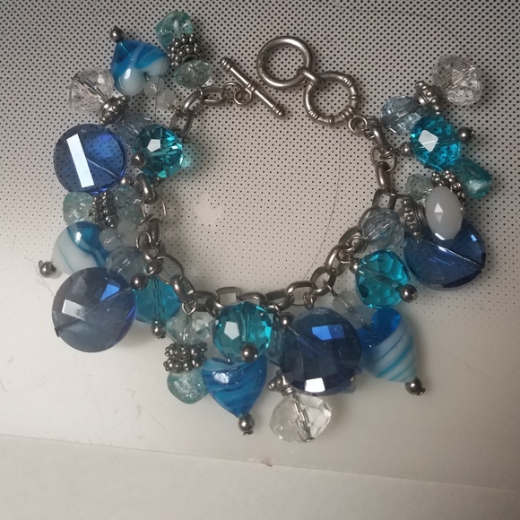 Sealife cha cha blue crystal charm bracelet faceted